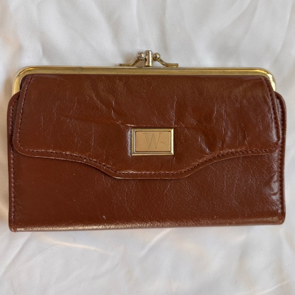 Vintage Handbags - Brown genuine Leather Clutch Wallet